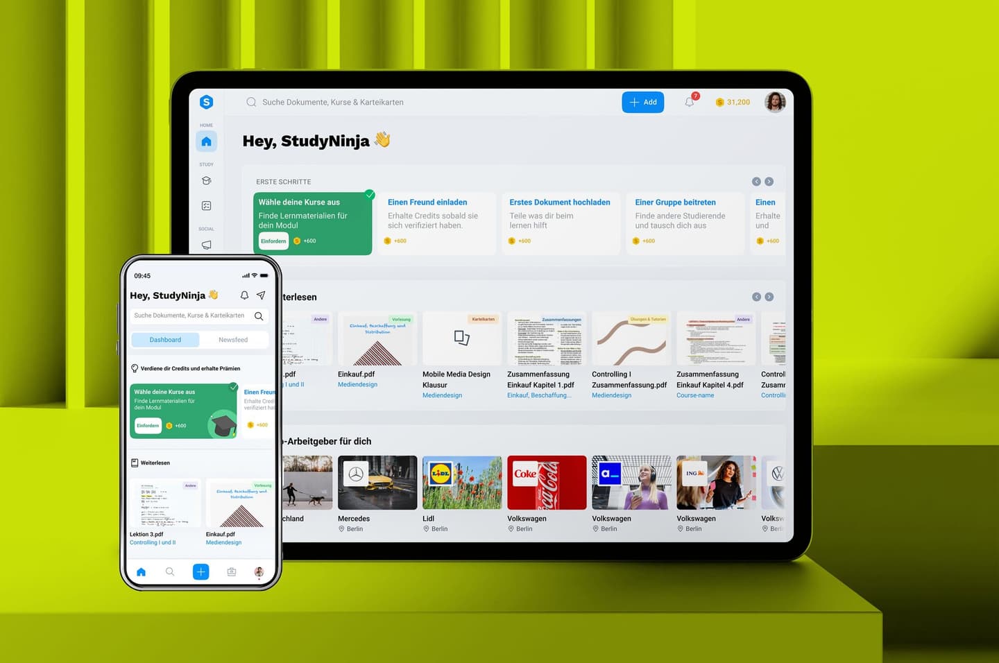 Studydrive mobile App-Oberfläche