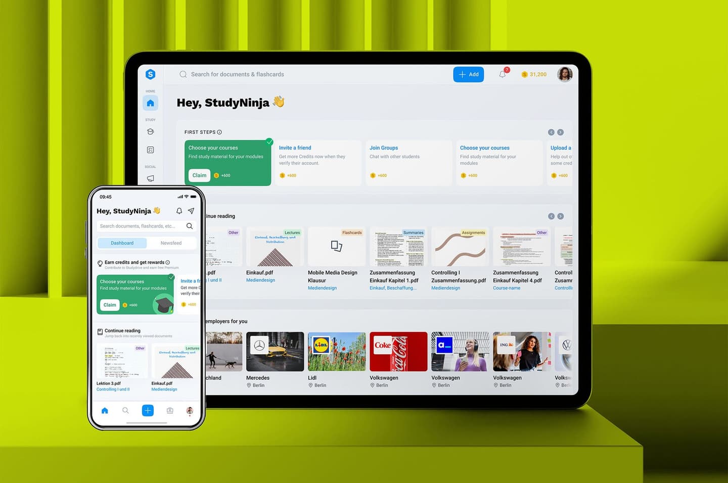 Studydrive mobile app interface